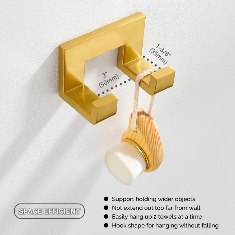 Brushed Gold Double Wall Mounted Stainless Steel Robe Hook