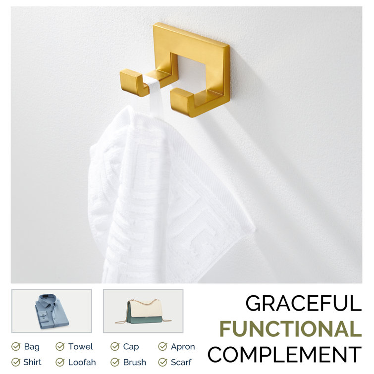 Brushed Gold Double Wall Mounted Stainless Steel Robe Hook