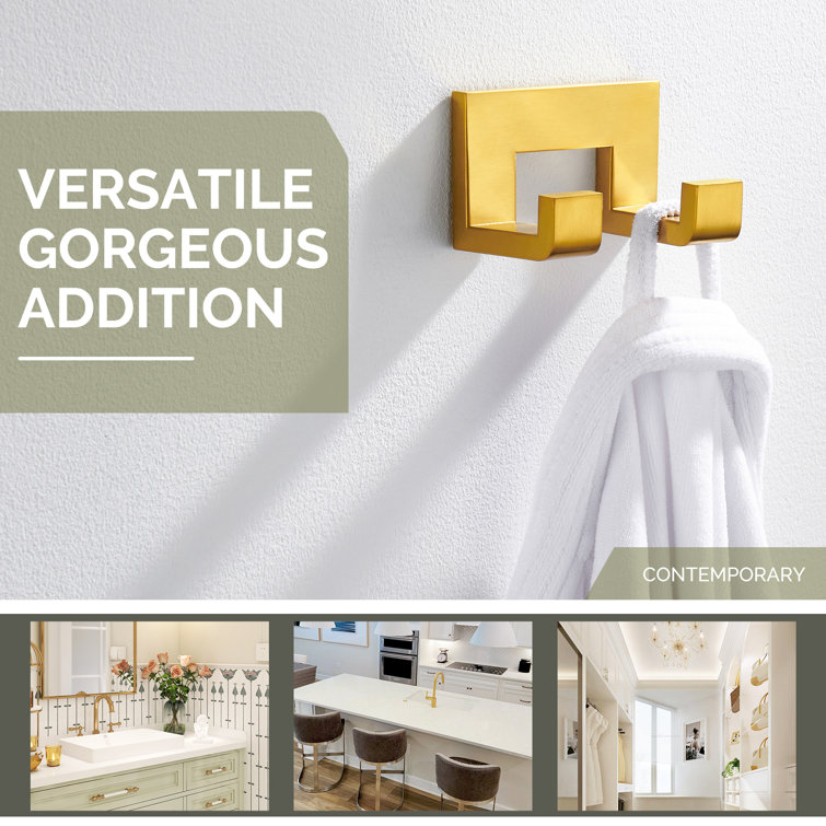 Brushed Gold Double Wall Mounted Stainless Steel Robe Hook