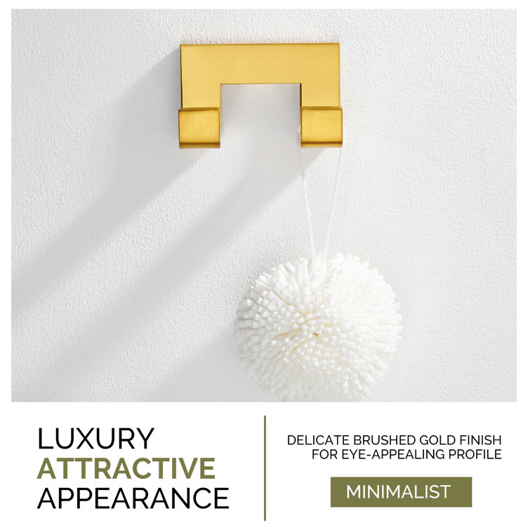 Brushed Gold Double Wall Mounted Stainless Steel Robe Hook