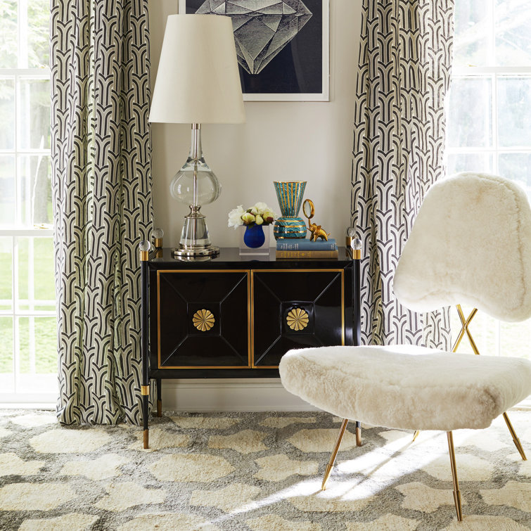Black Lacquer and Brass Accent Cabinet with Adjustable Shelving