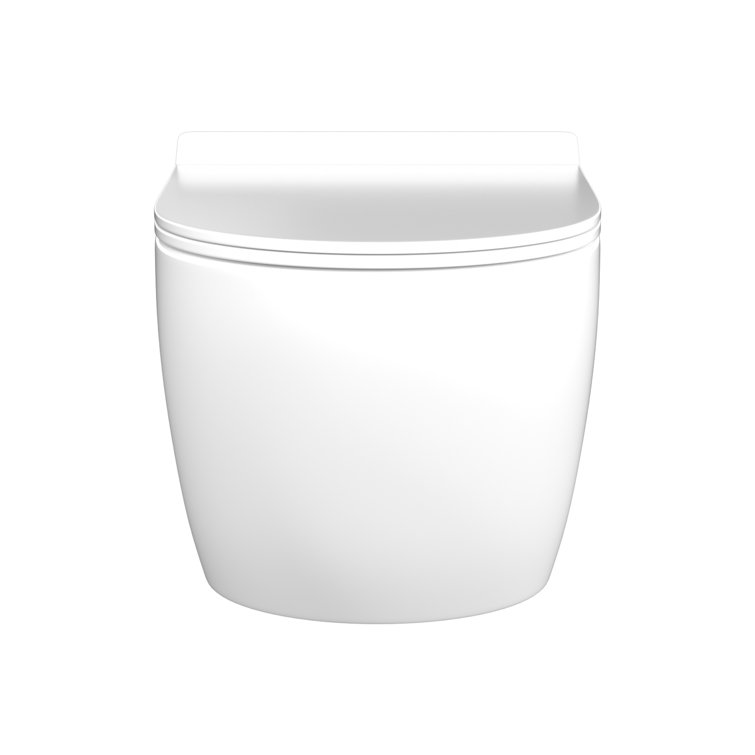 Glossy White Ceramic Elongated Wall-Hung Toilet Bowl