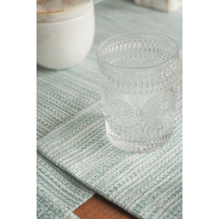 Aqua Striped Acrylic Rectangle Placemat