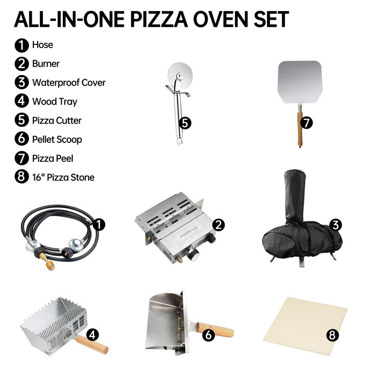 Red Stainless Steel 16 Inch Outdoor Gas and Wood Fired Pizza Oven