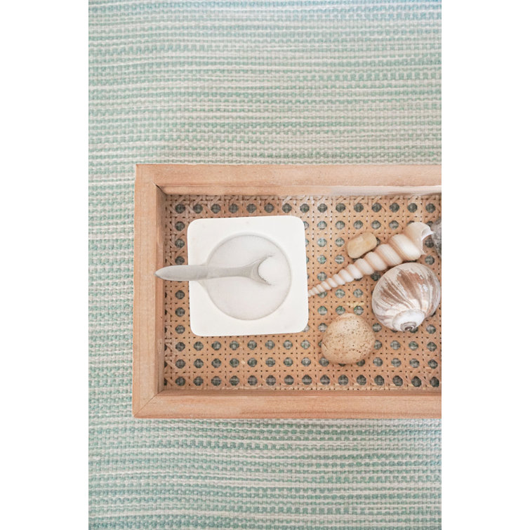 Aqua Striped Acrylic Rectangle Placemat