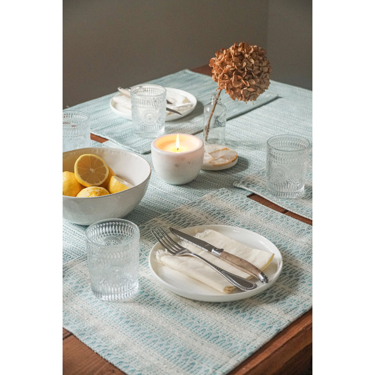 Aqua Striped Acrylic Rectangle Placemat