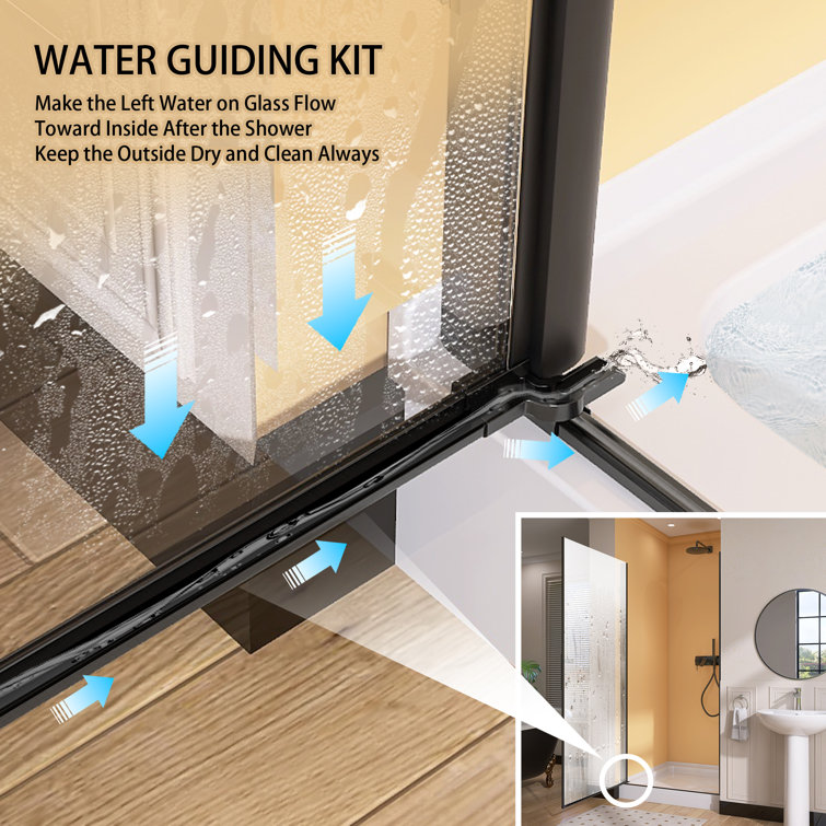 Matte Black Frameless Pivot Shower Door with Tempered Glass, 36'' x 72''