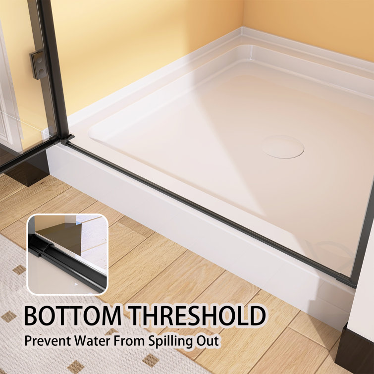 Matte Black Frameless Pivot Shower Door with Tempered Glass, 36'' x 72''