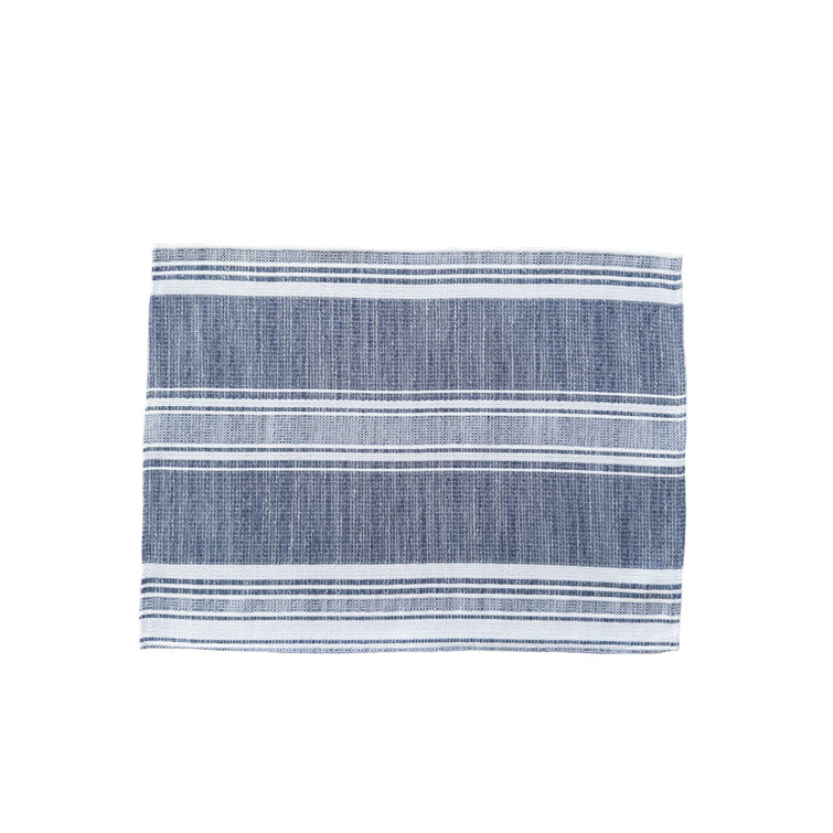 Indigo and White Striped Fabric Rectangle Placemat