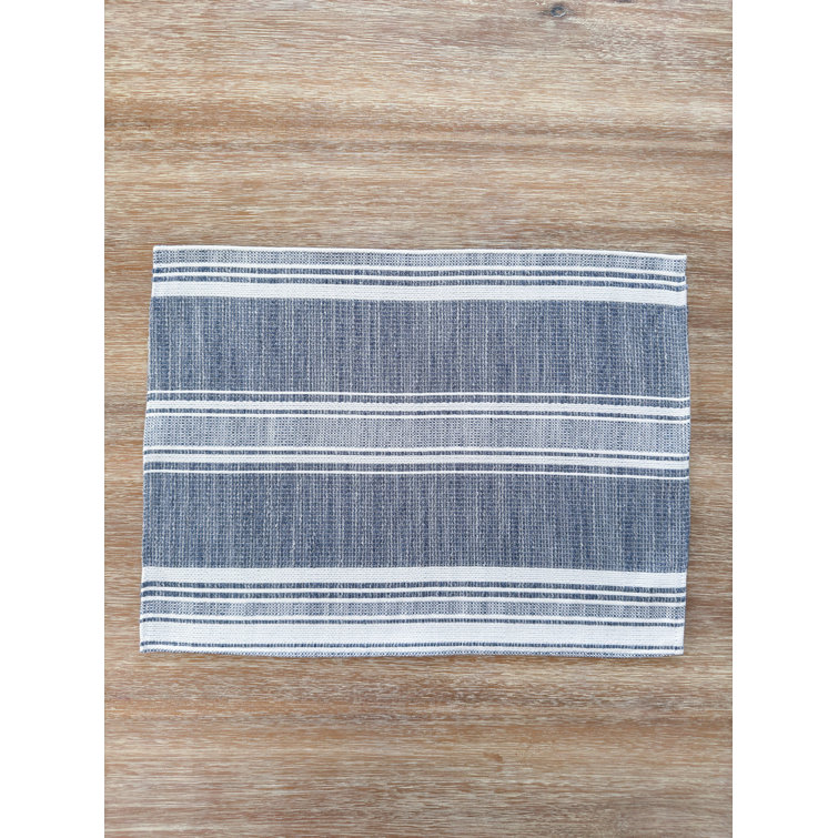 Indigo and White Striped Fabric Rectangle Placemat