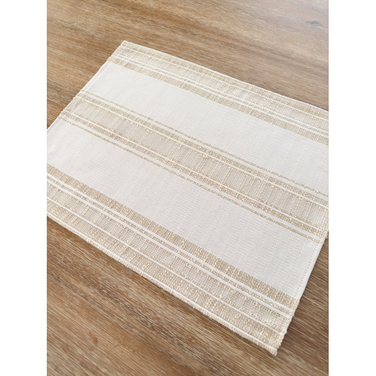 Beige Striped Cotton Indoor/Outdoor Placemat