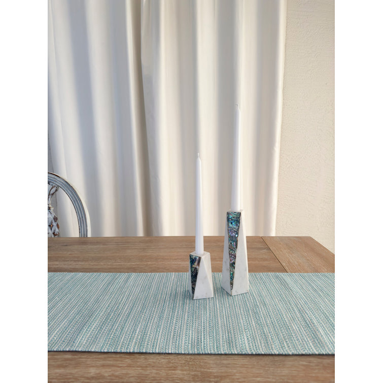 Aqua Plastic Indoor Outdoor Wrinkle Resistant Table Runner