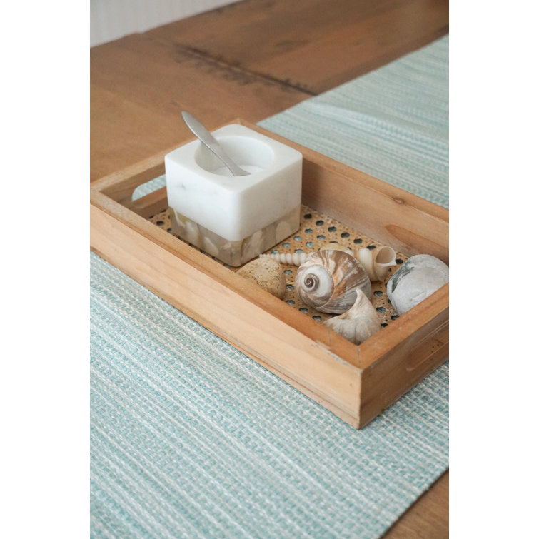 Aqua Plastic Indoor Outdoor Wrinkle Resistant Table Runner