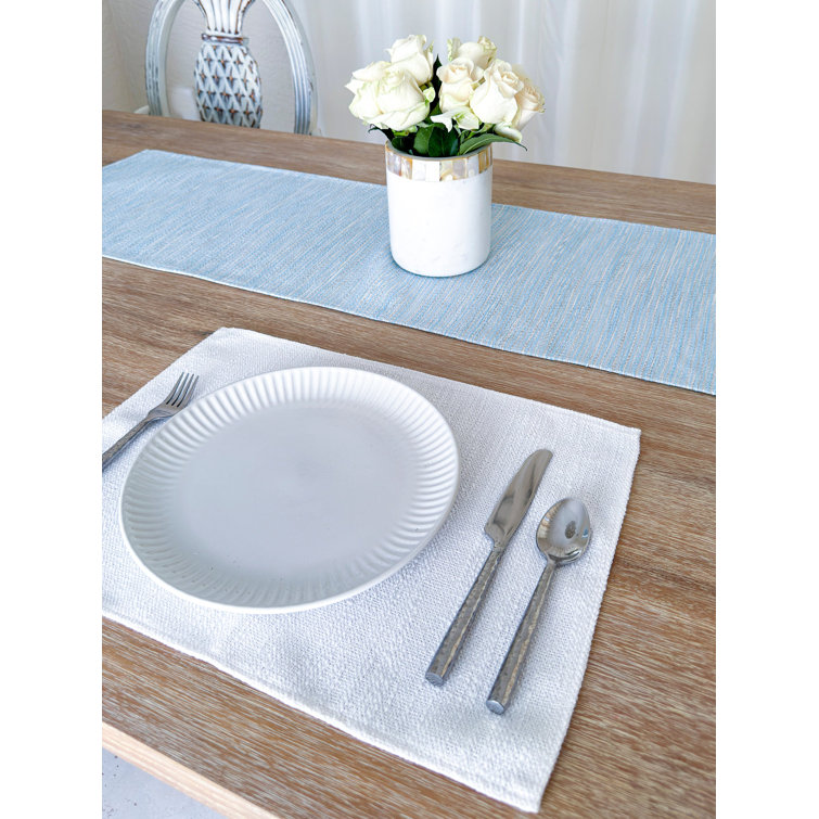Anaya Light Blue Plastic Indoor Outdoor Table Runner