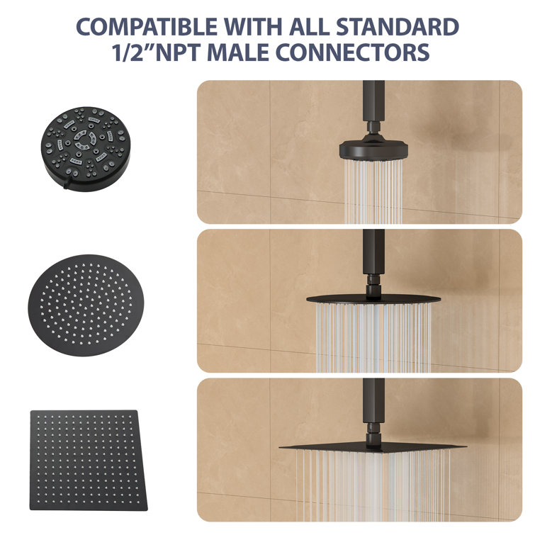Matte Black Stainless Steel Ceiling Mounted Shower Arm