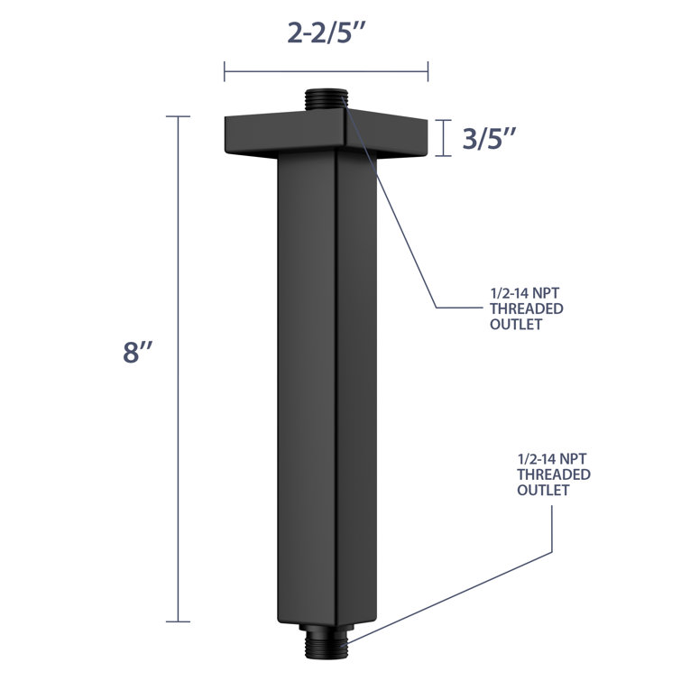 Matte Black Stainless Steel Ceiling Mounted Shower Arm