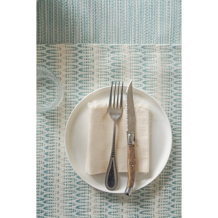 Aqua and White Plastic Indoor Outdoor Table Runner