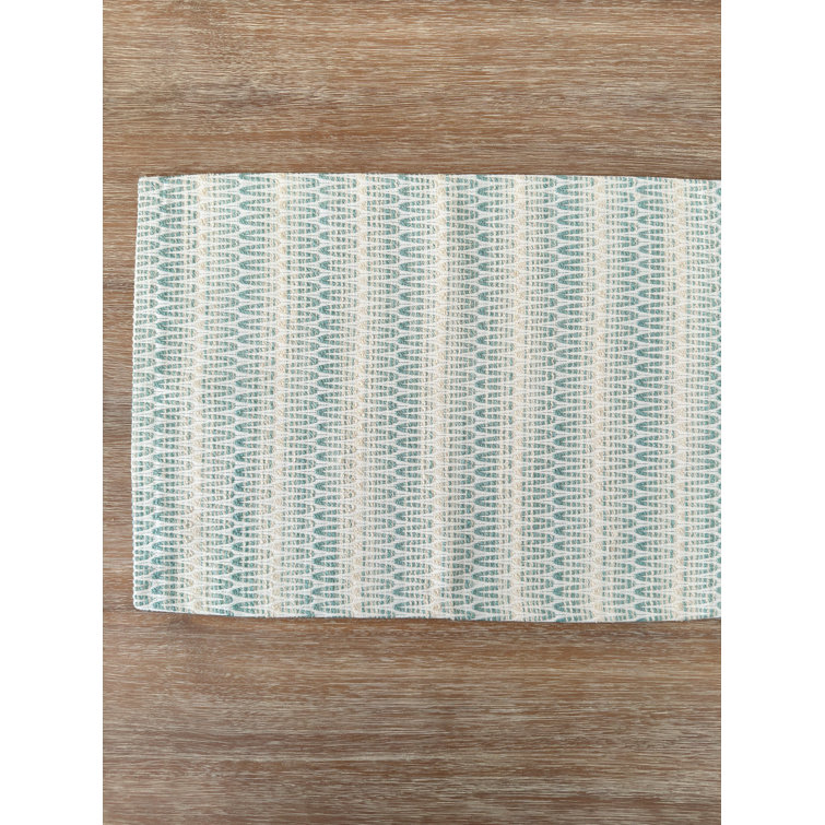 Aqua and White Plastic Indoor Outdoor Table Runner
