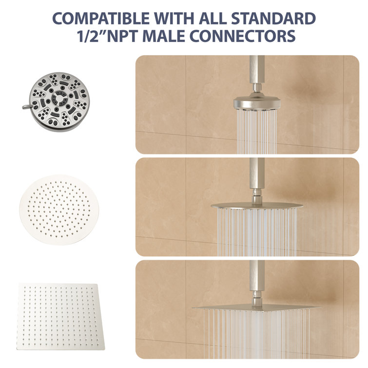 8" Brushed Nickel Ceiling Mounted Shower Arm with Ball Joint