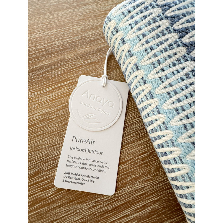 Anaya Blue Patterned Plastic Indoor Outdoor Table Runner