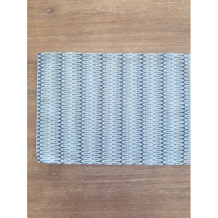 Anaya Blue Patterned Plastic Indoor Outdoor Table Runner