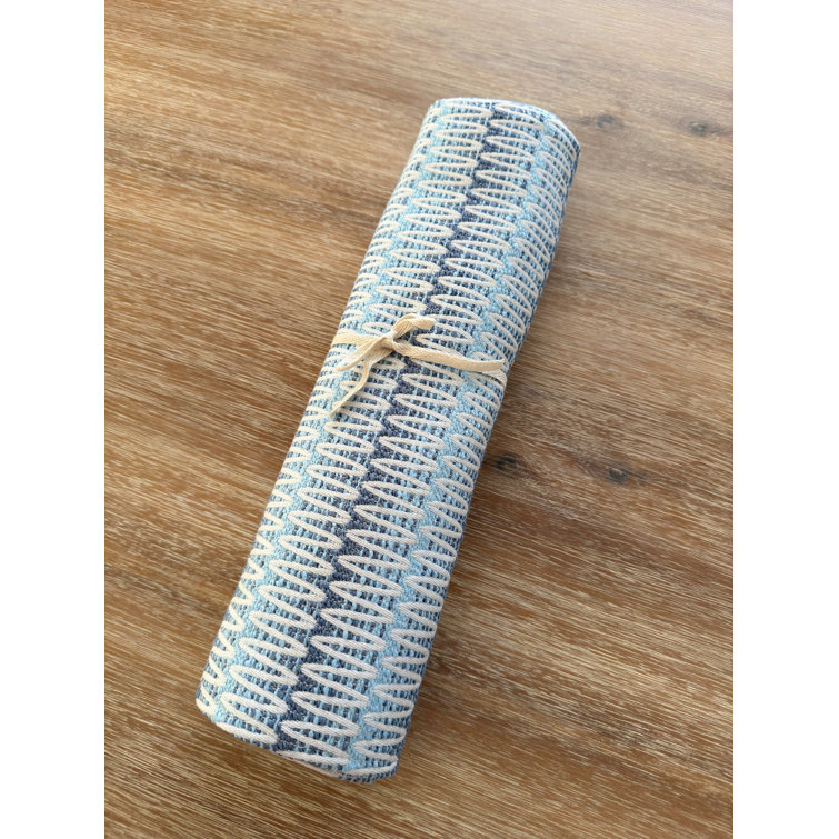 Anaya Blue Patterned Plastic Indoor Outdoor Table Runner