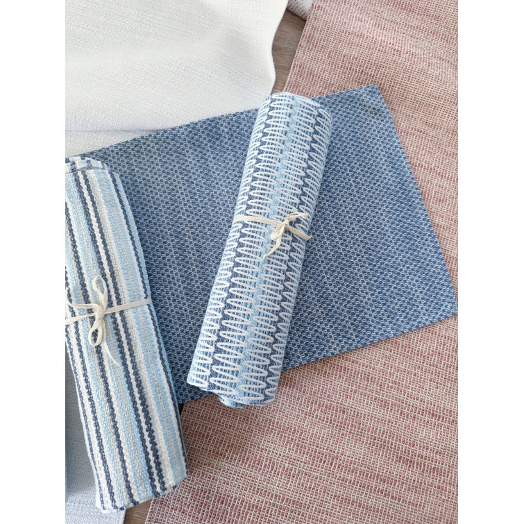 Anaya Blue Patterned Plastic Indoor Outdoor Table Runner