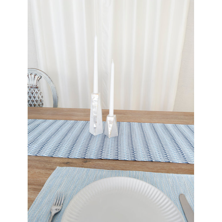 Anaya Blue Patterned Plastic Indoor Outdoor Table Runner