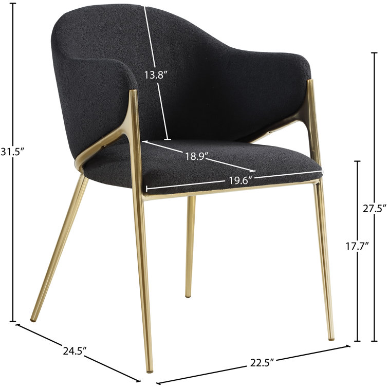 Nial Black Metal Arm Chair with Boucle Fabric