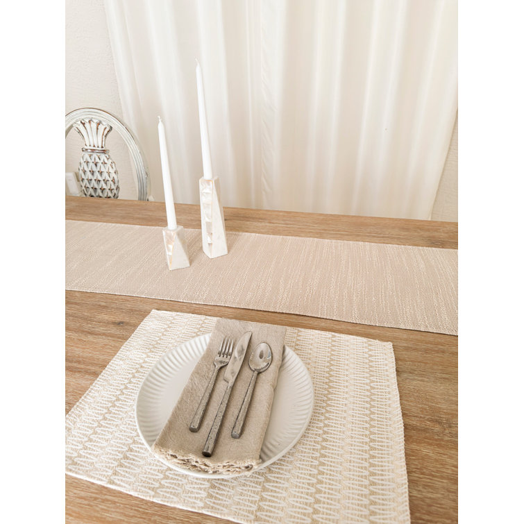 Beige Acrylic Striped Rectangle Placemat