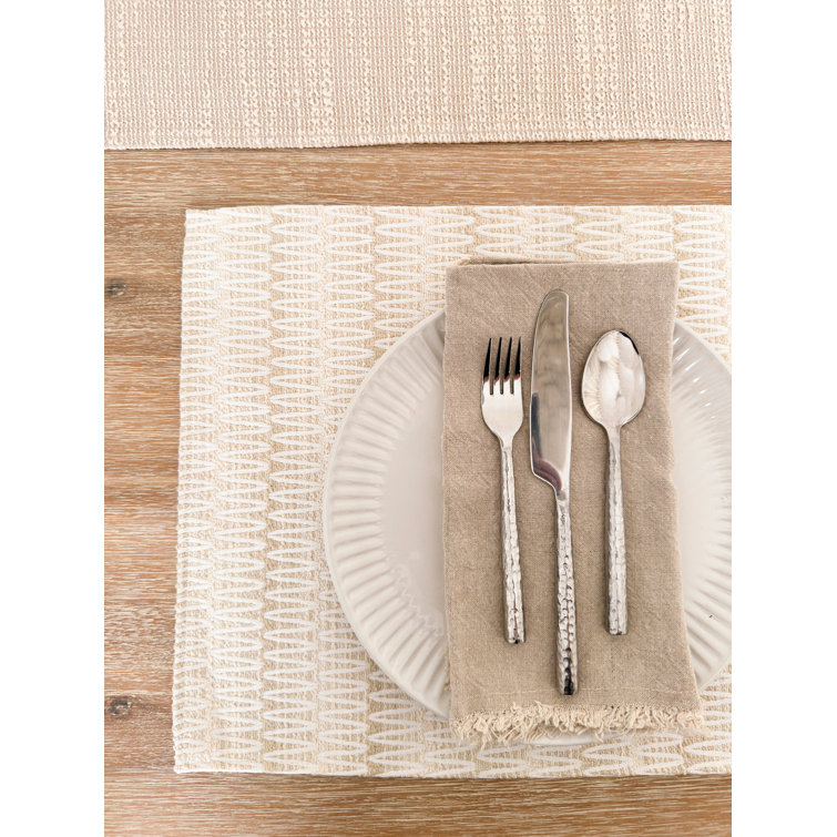 Beige Acrylic Striped Rectangle Placemat