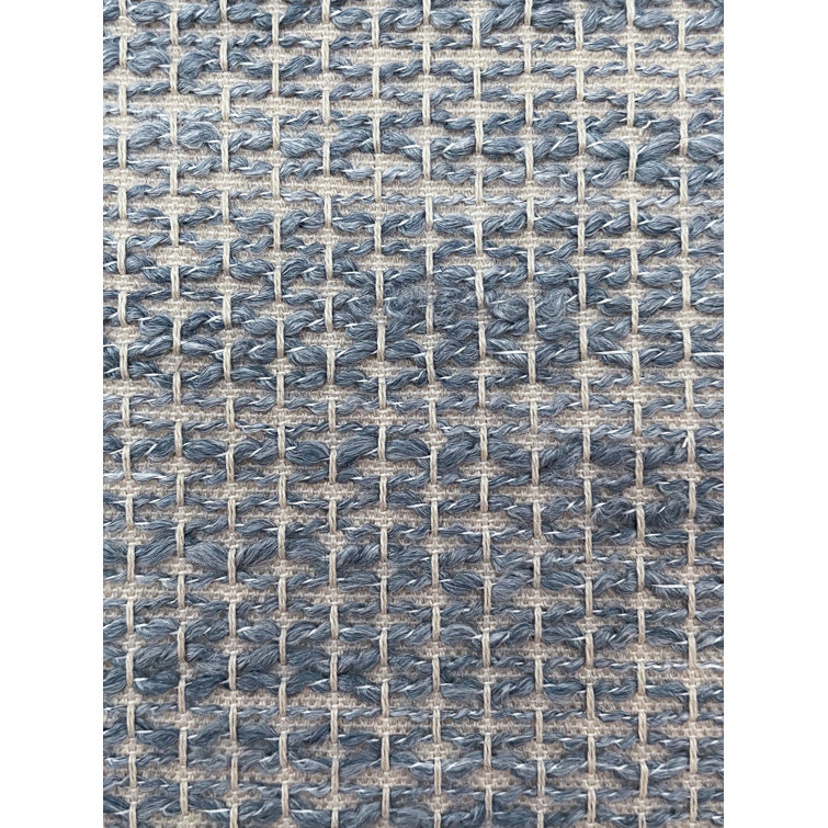 Indigo and Beige Plastic Indoor Outdoor Table Runner
