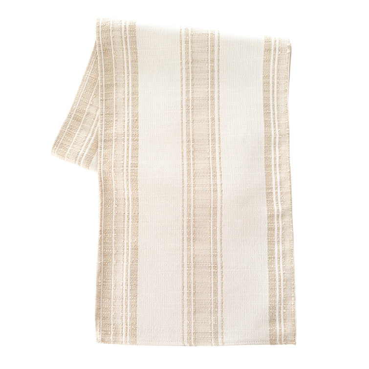 Anaya Beige Stripe Indoor Outdoor Plastic Table Runner