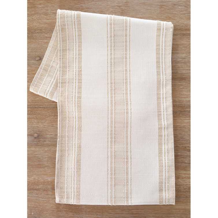 Anaya Beige Stripe Indoor Outdoor Plastic Table Runner