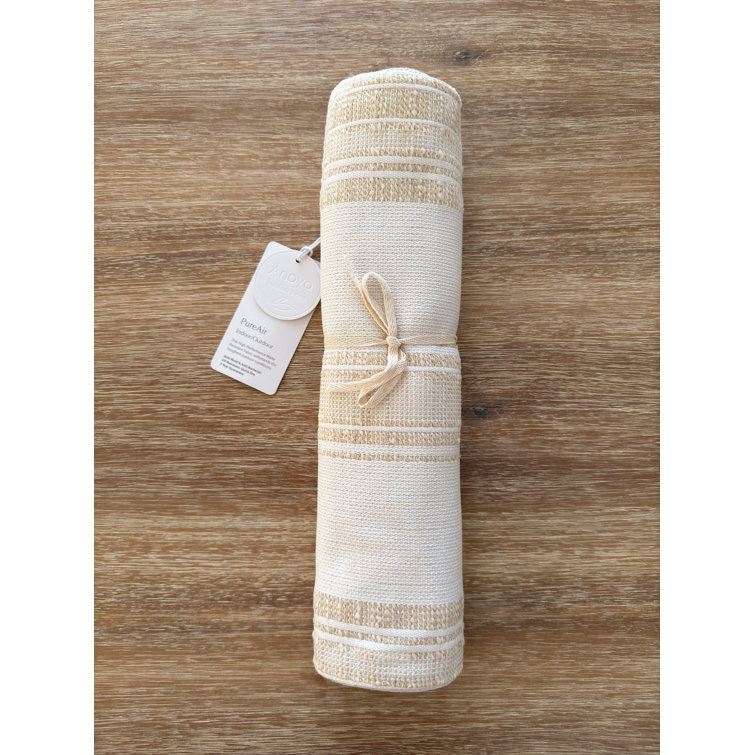 Anaya Beige Stripe Indoor Outdoor Plastic Table Runner