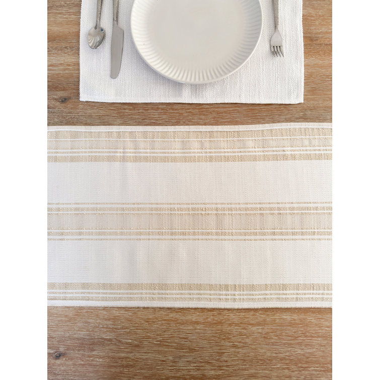 Anaya Beige Stripe Indoor Outdoor Plastic Table Runner