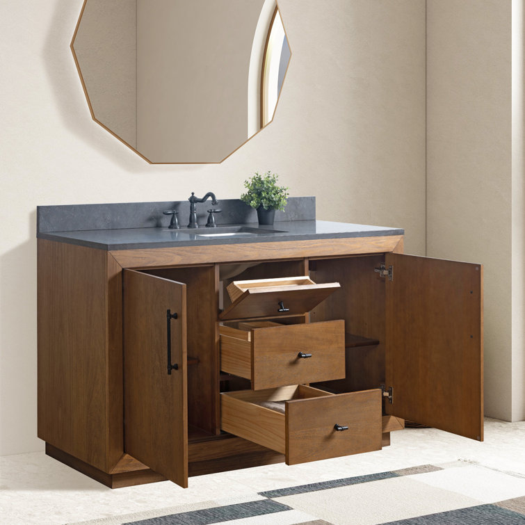 60" Single Bathroom Vanity Set with Black Limestone Top