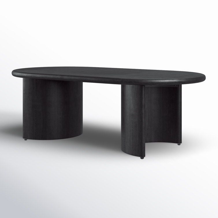 Aged Black Acacia Oval Coffee Table with Storage
