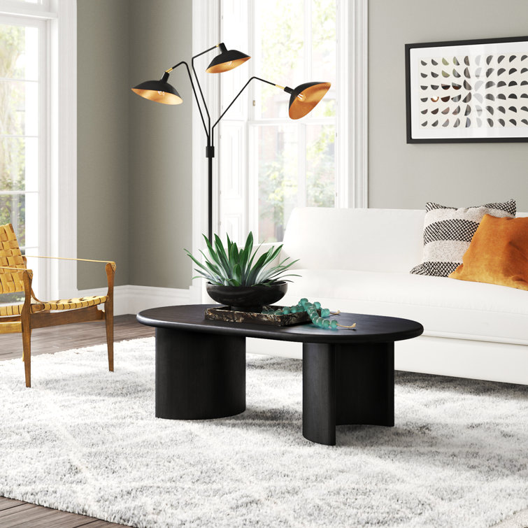 Aged Black Acacia Oval Coffee Table with Storage