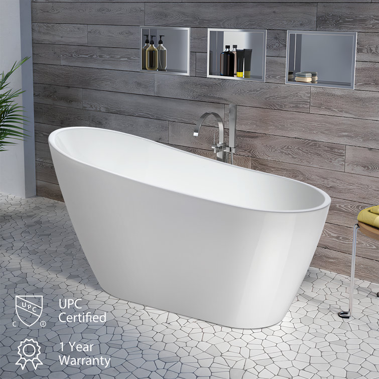 Cora 67" White Freestanding Acrylic Bathtub