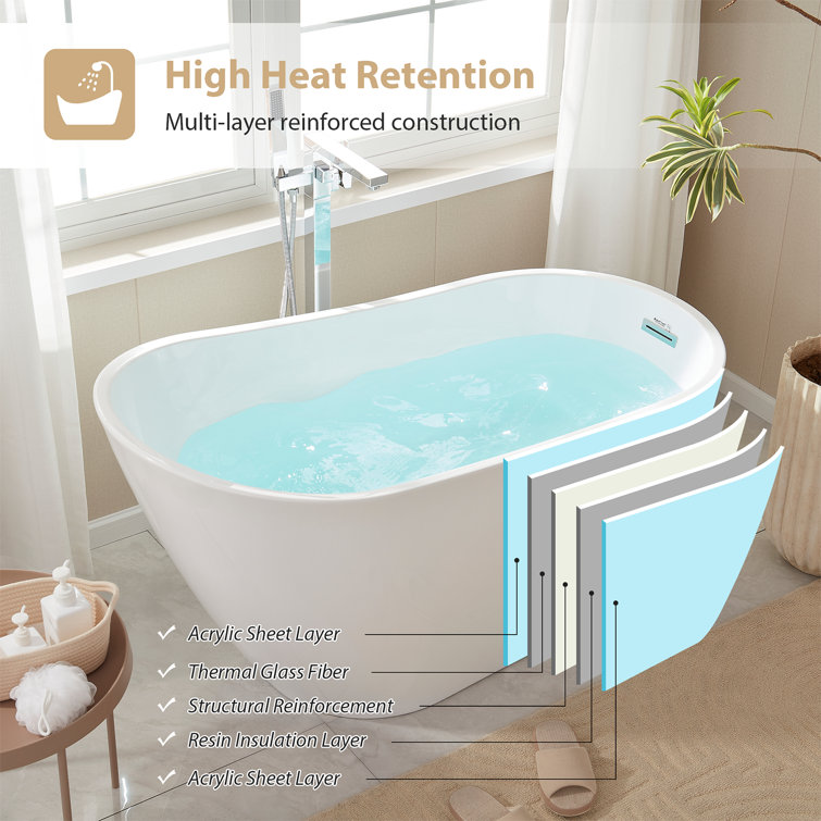Cora 67" White Freestanding Acrylic Bathtub