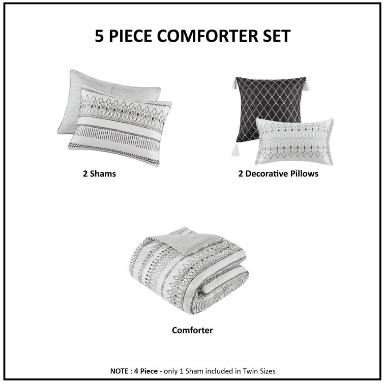 King Blue Microfiber Reversible Comforter Set with Decorative Pillows