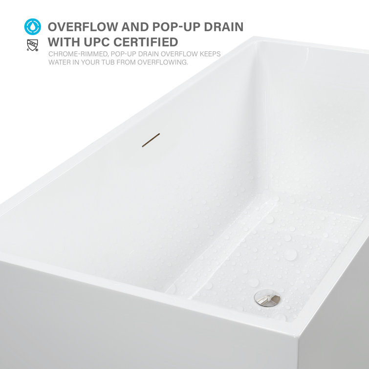 Chloe 59" White Acrylic Freestanding Soaking Bathtub