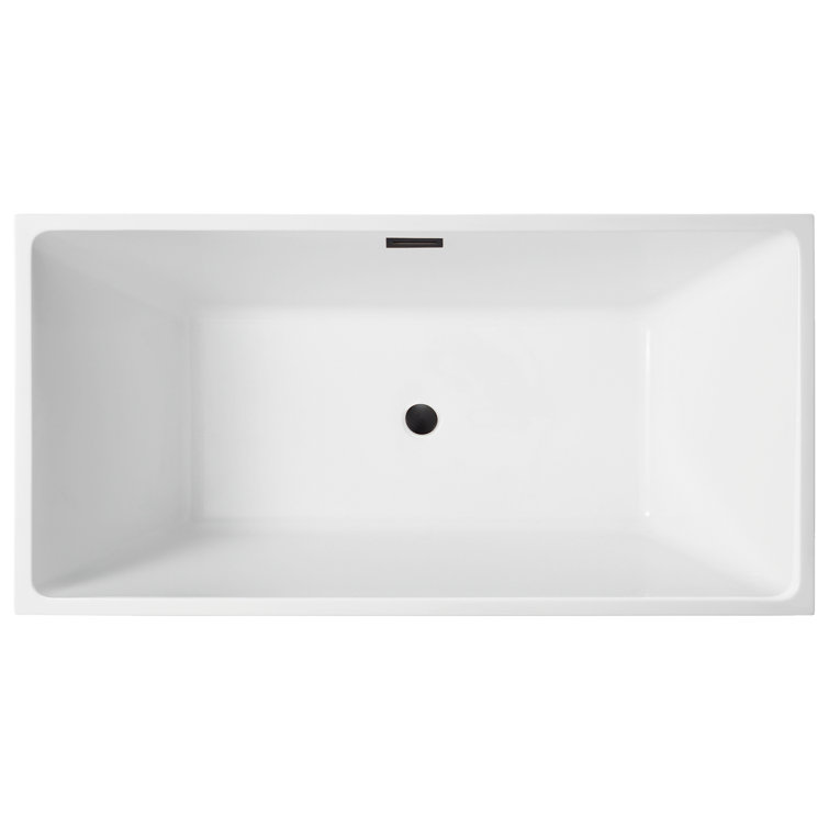 White Acrylic 59" Freestanding Soaking Bathtub