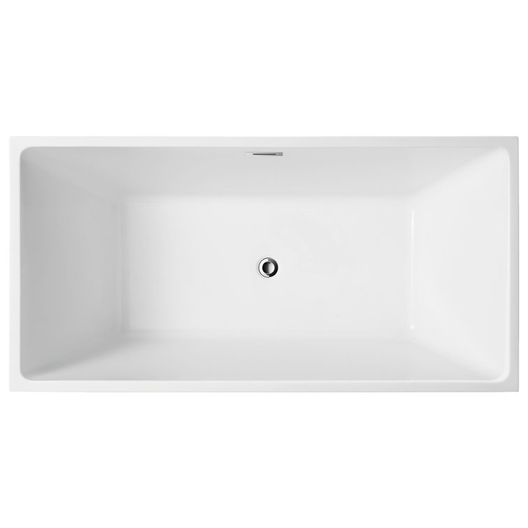 67'' White Acrylic Freestanding Soaking Bathtub with Oil Rubbed Bronze Trim