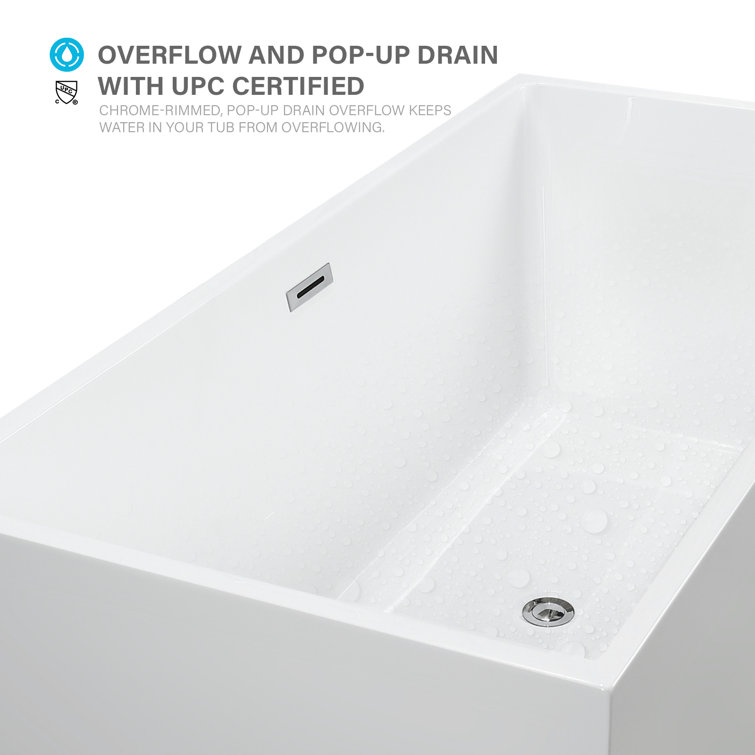 67'' White Acrylic Freestanding Soaking Bathtub with Oil Rubbed Bronze Trim