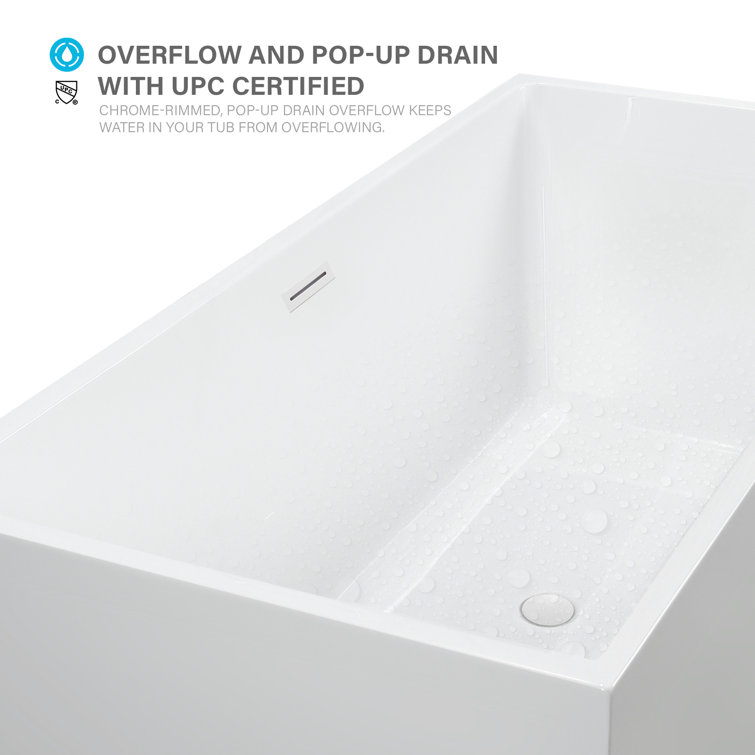 Pure White 59" Freestanding Acrylic Soaking Bathtub