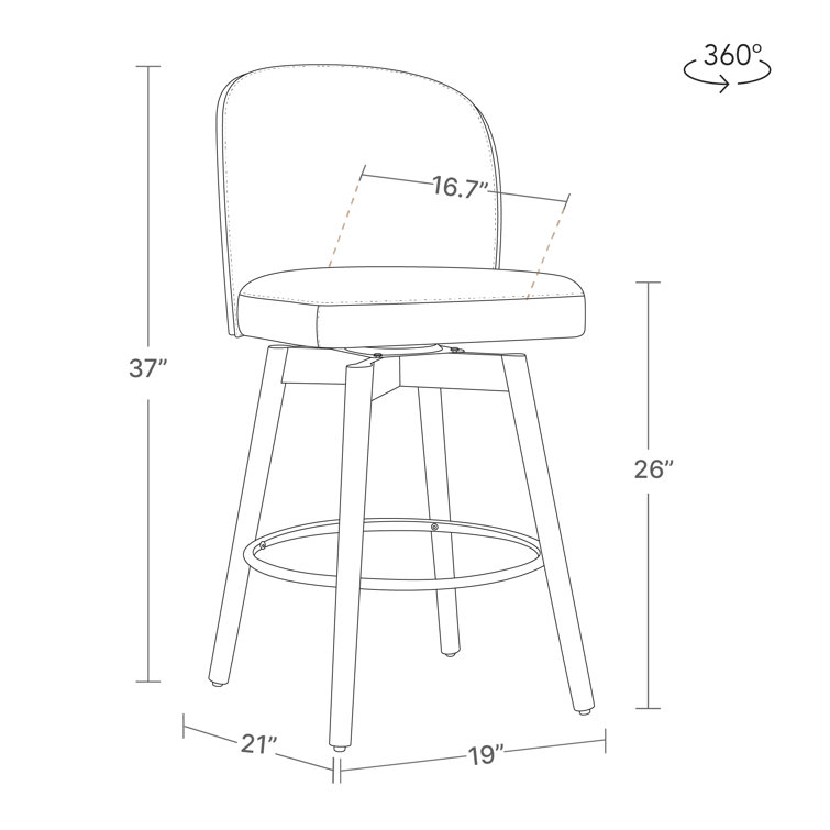 Cream Upholstered Swivel Bar Stools with Wood Legs, Set of 2