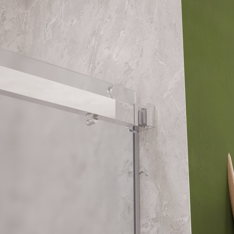Chrome Double Sliding Frameless Bathtub Shower Door with Frosted Glass