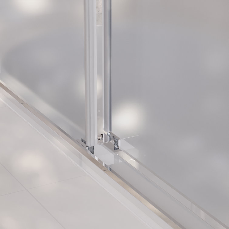 Chrome Double Sliding Frameless Bathtub Shower Door with Frosted Glass